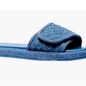 MICHAEL KORS SUKI
MK LOGO WASHED DENIM ADJUSTABLE SLIDES 9 new in box